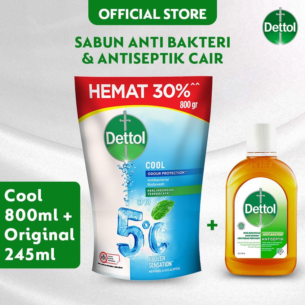 [Paket Spesial] Dettol Sabun Mandi Cool Anti-Bakteri 800ml + Dettol Cairan Antiseptik 245ml