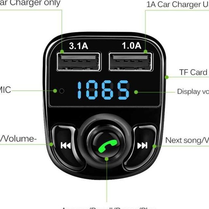 Portable Digital Bluetooth Audio Receiver USB Charger