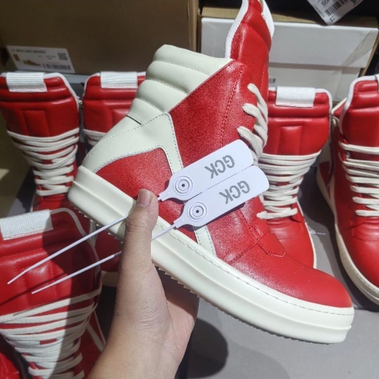 RO Geobasket Rick Owens DRKSHDW Red Leather Geobasket