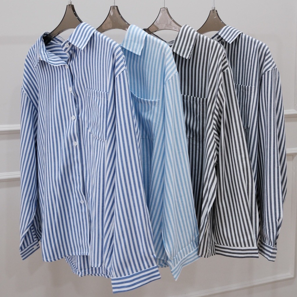 NARRA STRIPE SHIRT | Kemeja Garis | Atasan Wanita | Kemeja stripe wanita