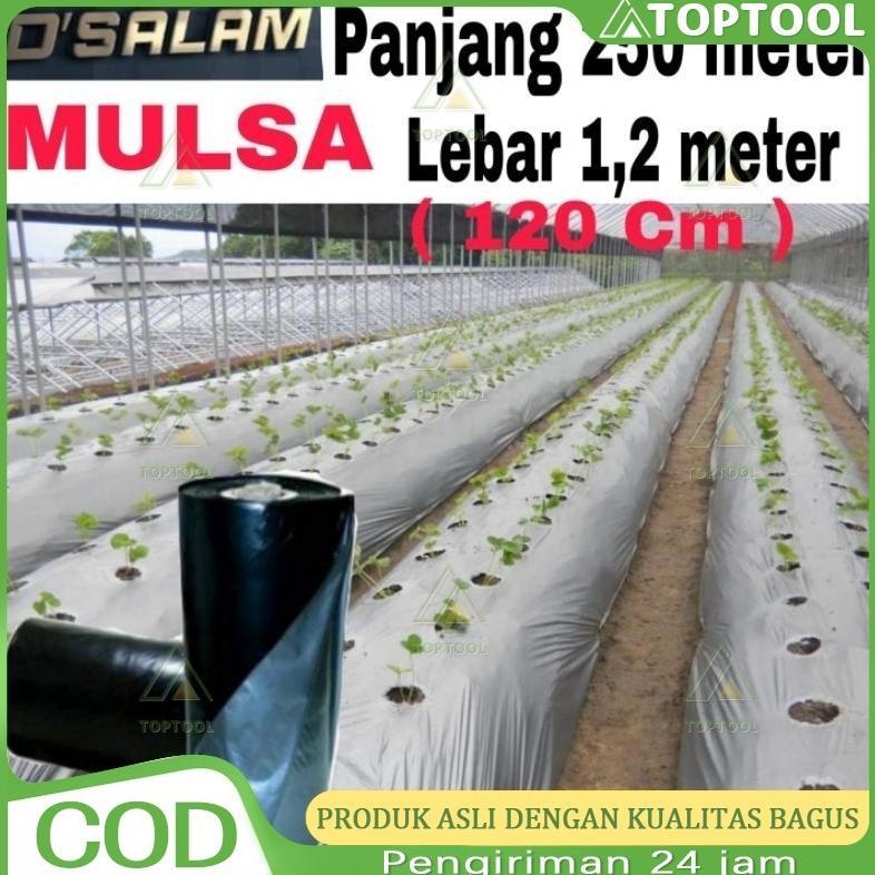 Mulsa Plastik Hitam Perak 1 Roll (250m x 120cm) - Plastik Mulsa Pertanian Premium