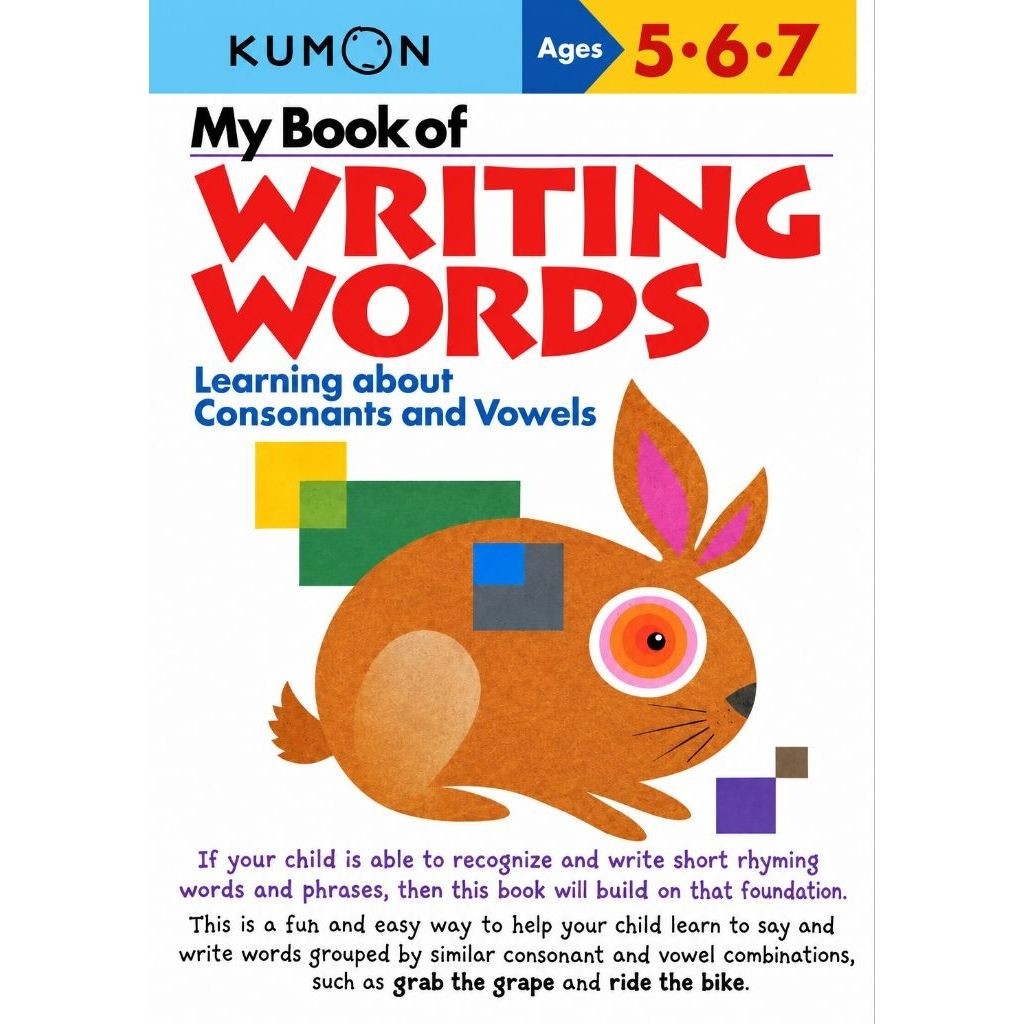 [New/Baru] 80 Halaman Buku Latihan Menulis Mengenal Huruf Vokal Kata Bahasa Inggris / KUMON My Book 