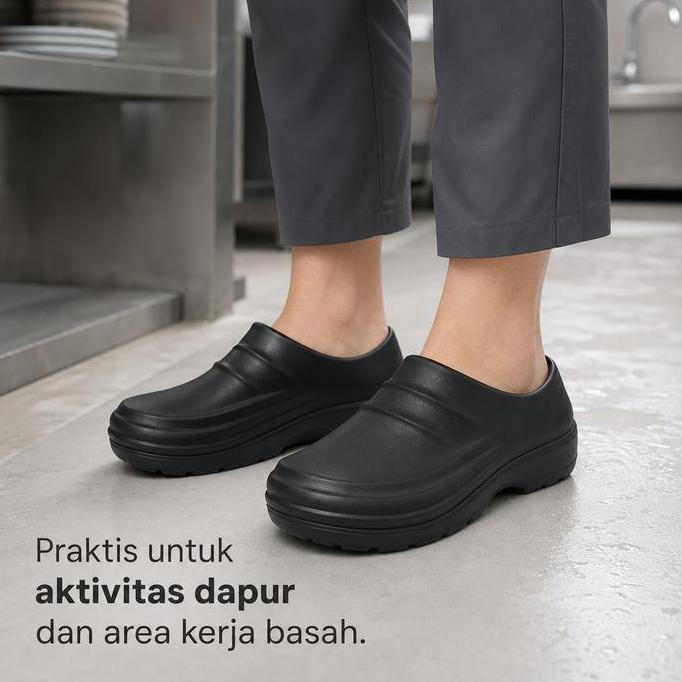 Sepatu Chef Anti Slip Anti Air Sepatu Koki Sepatu Kerja Dapur Restoran Hotel Ringan Nyaman Pria Wani