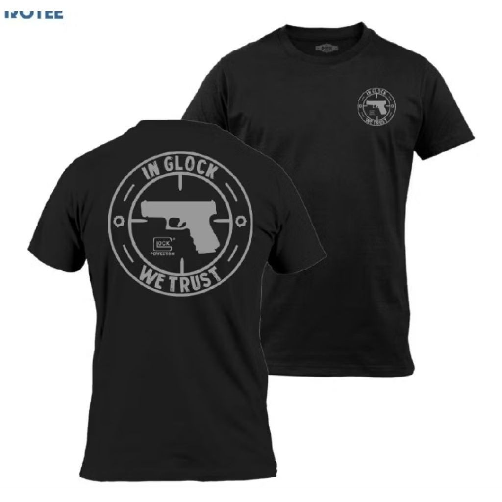 Kaos Hitam In Glock We Trust Lengan Pendek Model Basic Nyaman Dipakai