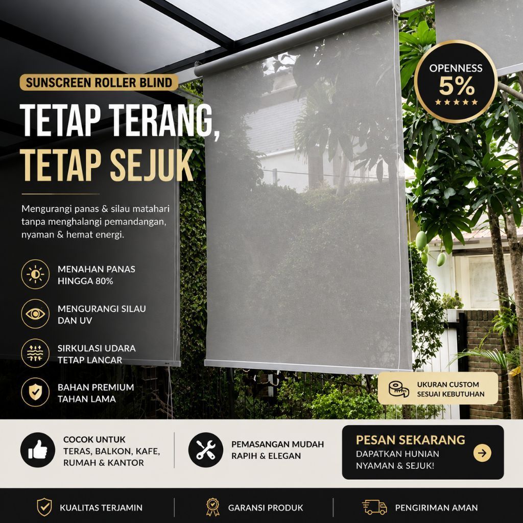 SUNSCREEN ROLLER BLIND HEADRAIL+SLING BAJA 16SET
