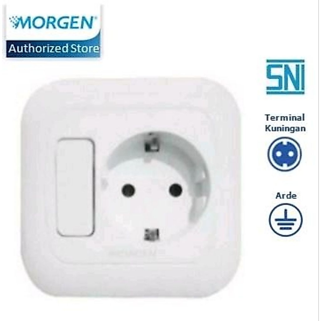 MORGEN MG-8853 Stop Kontak Arde + Saklar Engkel Socket + Switch - SNI