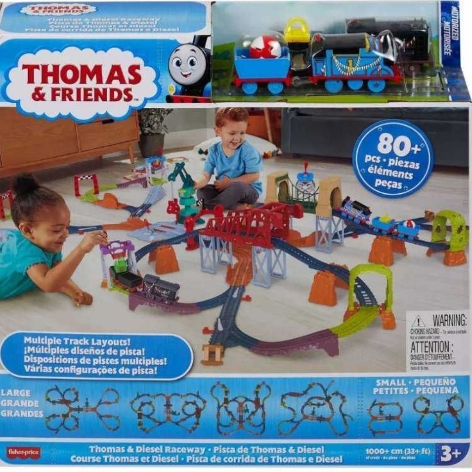Thomas & Friends Thomas and diesel Raceway Multipack track layout 1000+cm (33+Feet) Kereta Thomas Ju