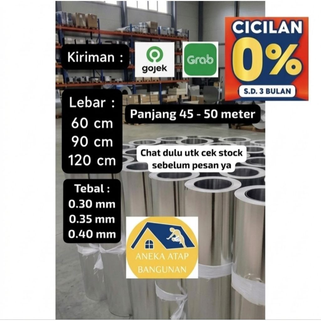 Seng Talang Galvalum Murah / Seng Plat 1 roll (Khusus Gojek / Grab Instant)