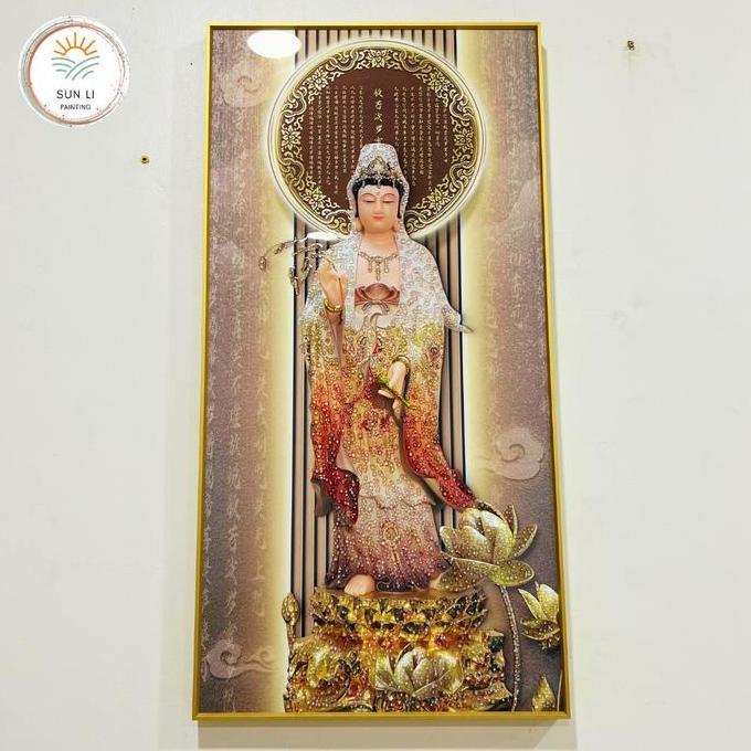 Lukisan Porcelain 5D Diamond Motif Dewi Kwan Im Pajangan Dinding Ruang Tamu Wall Decor Elegan Terbar