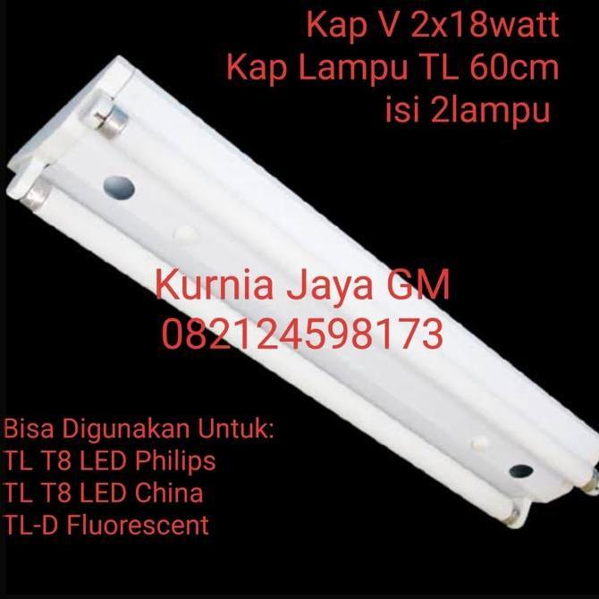 Kap Lampu TL 2x18watt / Kap V isi 2 lampu 60cm / Kap Lampu TL 2 lampu