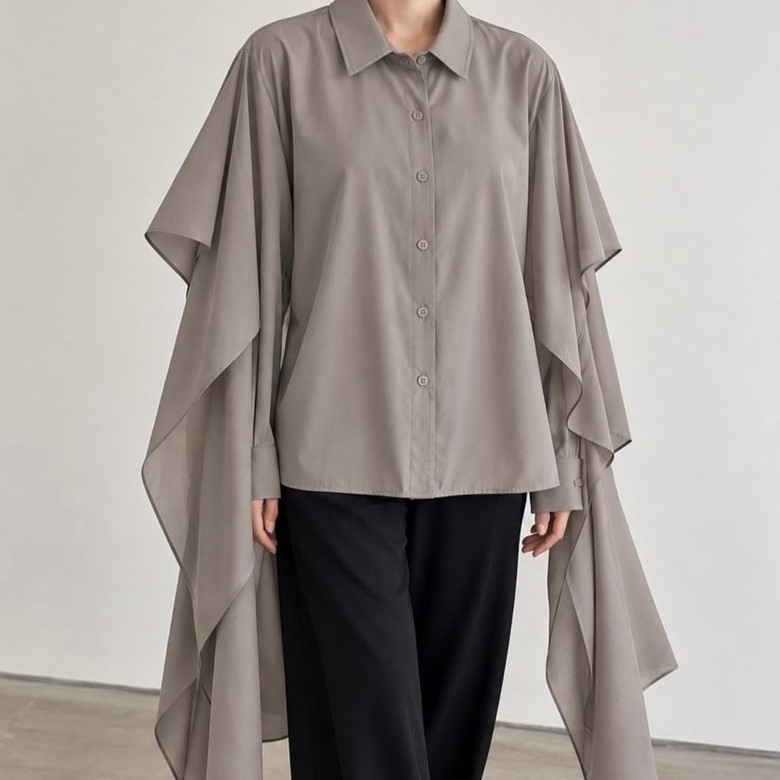 SMP005 : new sample layered lightweight shirt - soft grey