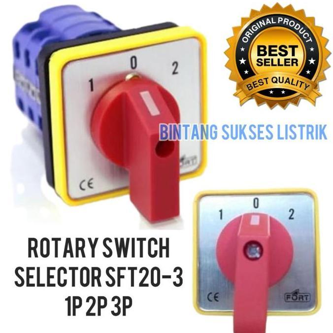 Pilihan - Original Selector Switch 3 Position 2P 1-0-2 Sft20-3-2 Selektor Swit 3 Posisi 2 Phase Rota