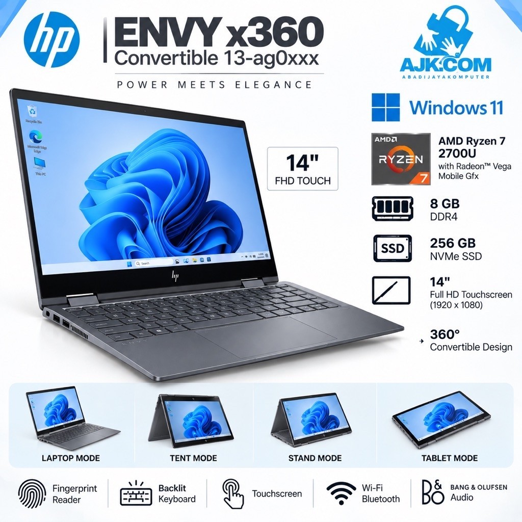 HP ENVY x360 Convertible 13 Ryzen 7 2700U RAM 8GB Laptop 13 Inch Windows 10