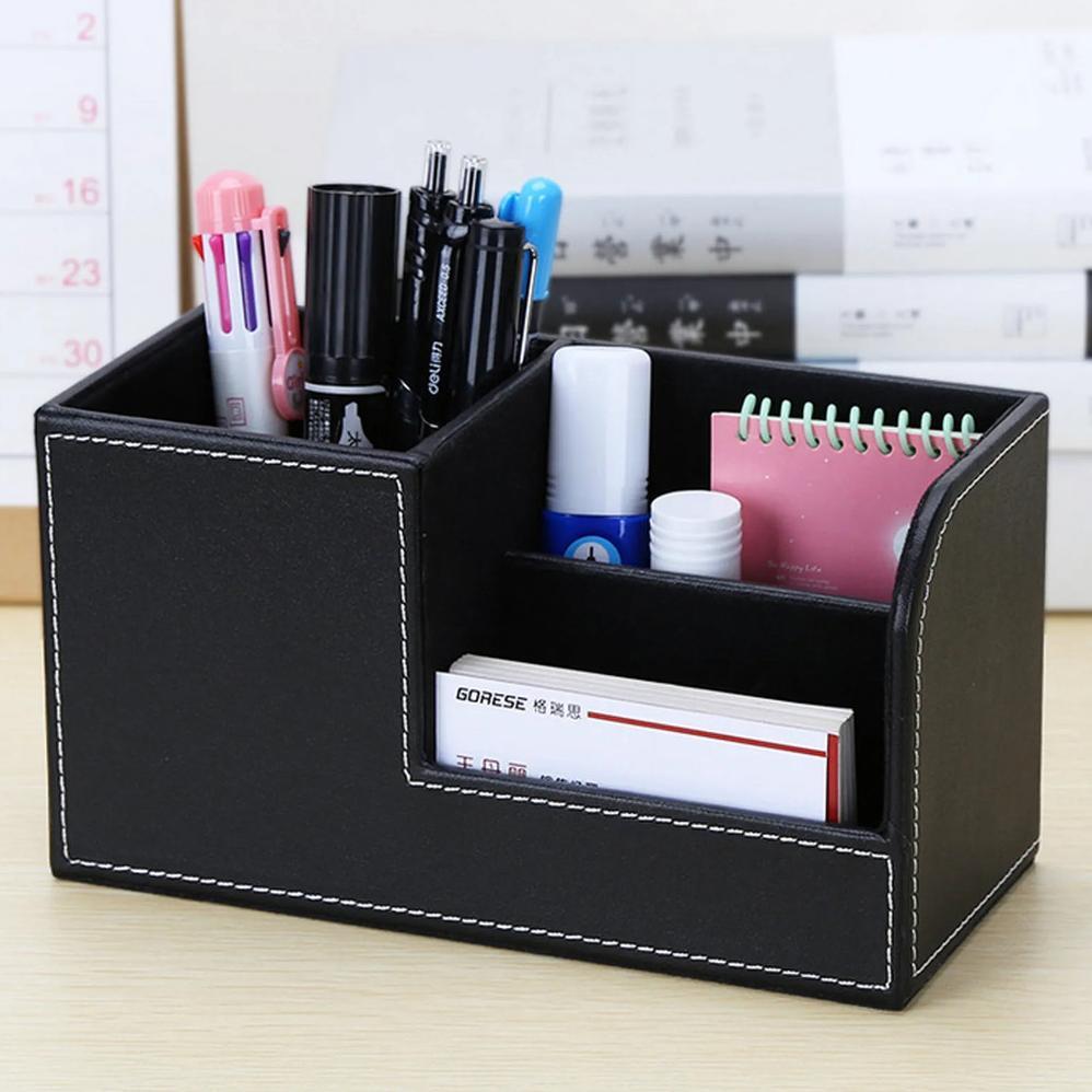 [ JUBI ] Pen Holder Leather / Tempat Pena Remote, HP Alat Tulis Kantor Kulit Desktop Organizer Kuali
