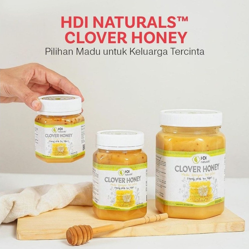Madu Clover honey HDI Original Tahun 2029 + sendok kayu