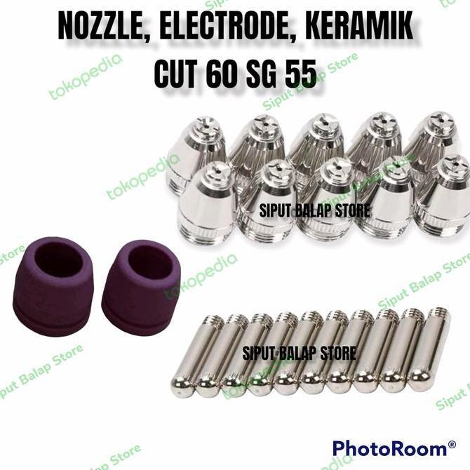 NOZZLE TIP ELECTRODE KERAMIK CUT 60 SG 55 PLASMA CUT MATA PLASMA SG55