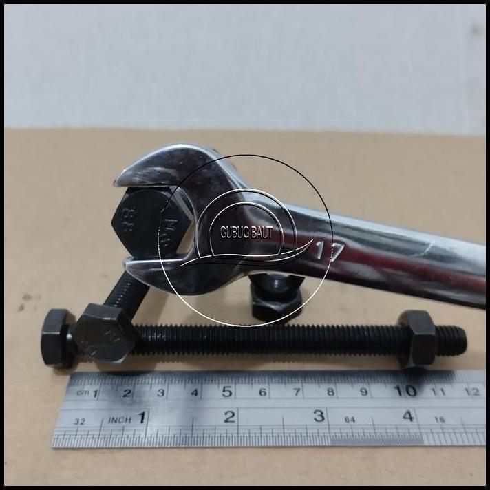 BEST DEAL BAUT MUR BAJA KUNCI 17 M10 X 120 FULL DRAT PANJANG 12CM 12 CM BAUD HTB GRADE 8.8 HITAM M10