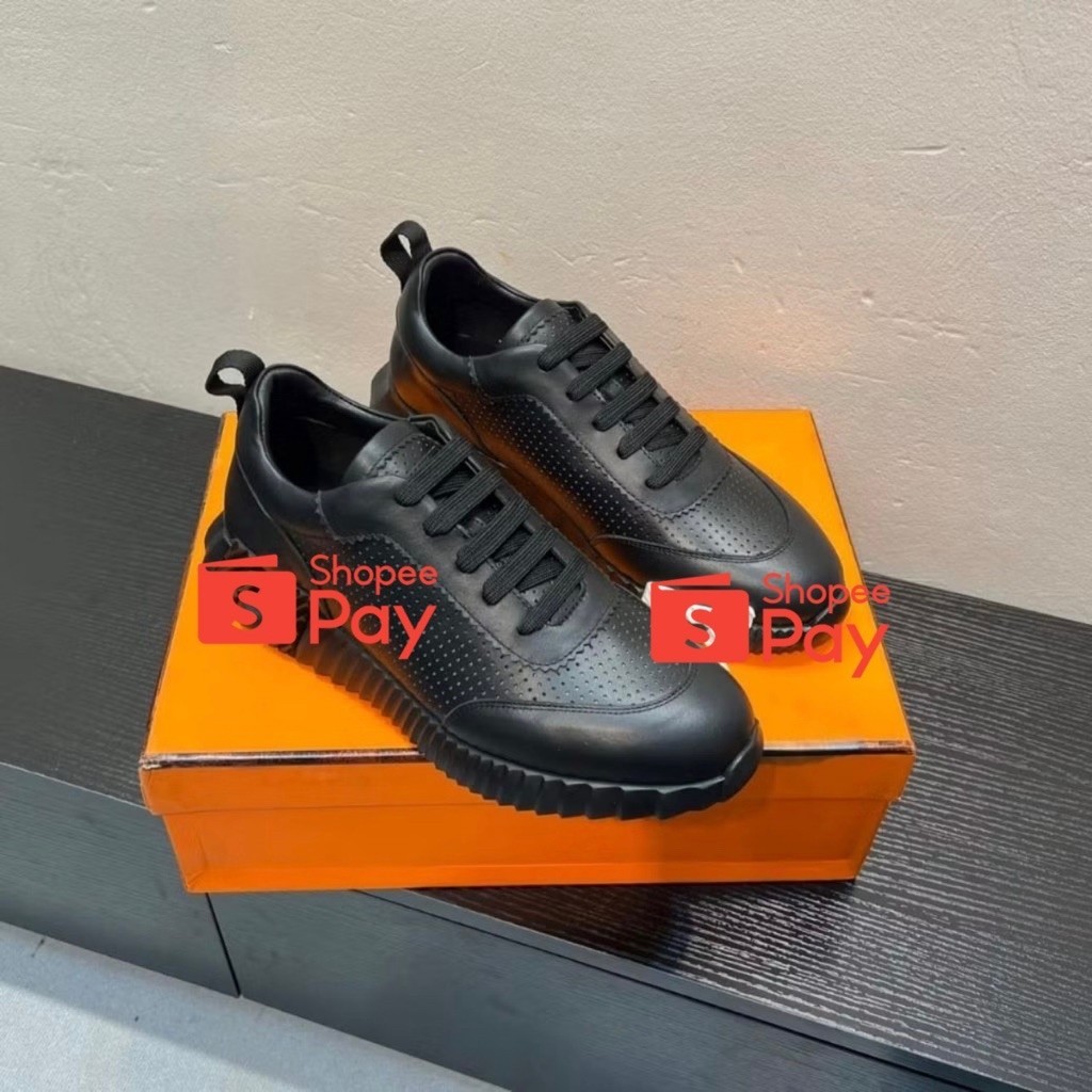 Sepatu Sneaker Pria Hitam,Sneaker Cowok Tali,Sepatu Kerja, H271