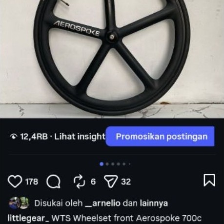 wheelset depan aerospoke carbon 700c clincher bukan motor