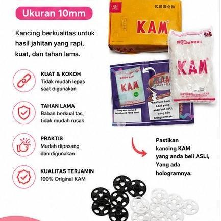 Kancing Cetet Jepret Snap Button Plastik KAM 1CM Putih Bening 1000 pcs /Cetet/Jepret Plastik Warna B