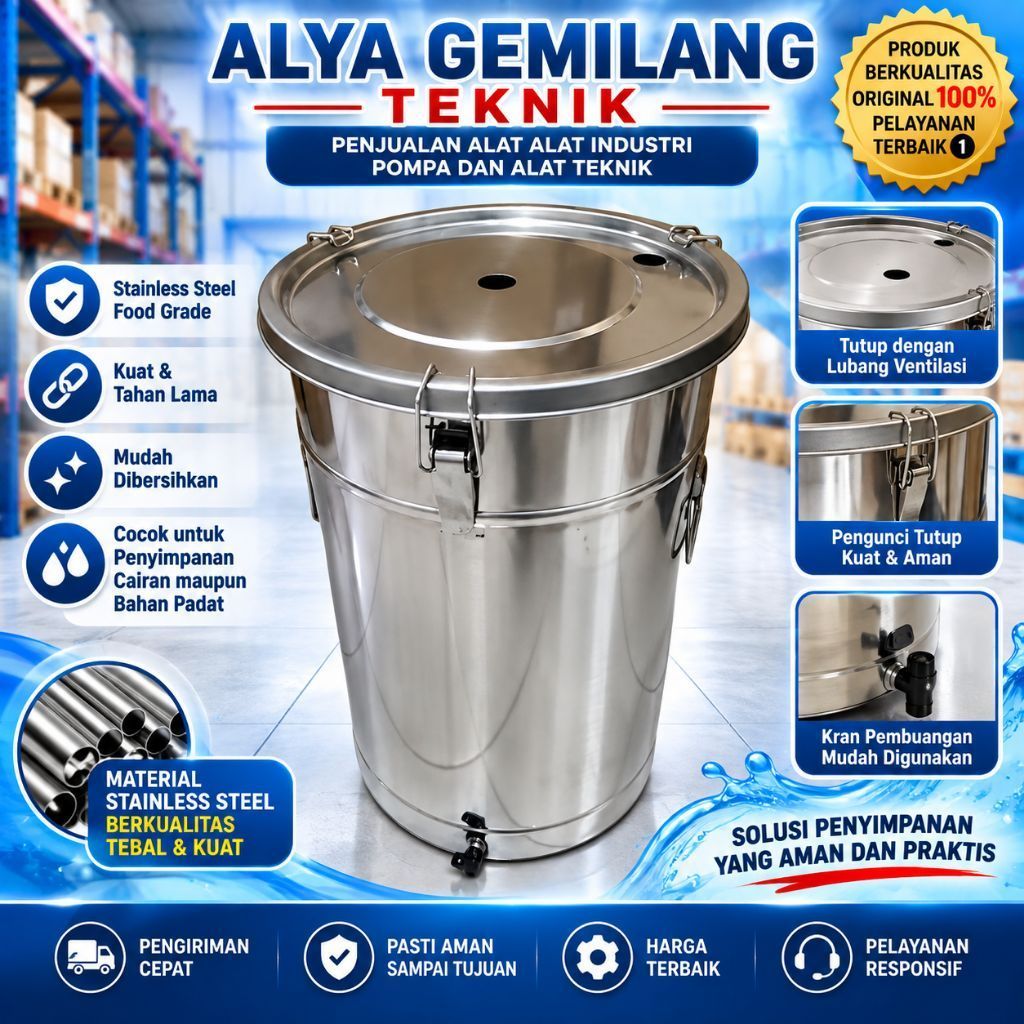 hopper/Tangki Mesin Powder Coating 45 Liter Stainless stell