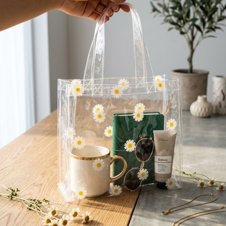 T198 T199 TAS MIKA TIPIS TRANSPARAN MOTIF BUNGA TAS HAMPERS SOUVENIR disayangbayi