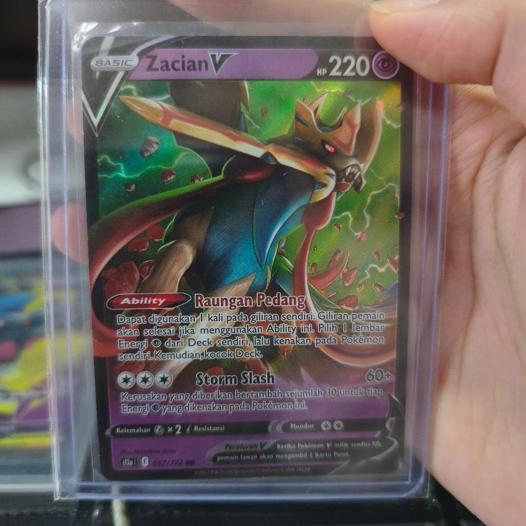 Kartu Pokemon Zacian V RR 067/172 S12a VSTAR Semesta Indonesia Near Mint Condition | Samarinda TCG C