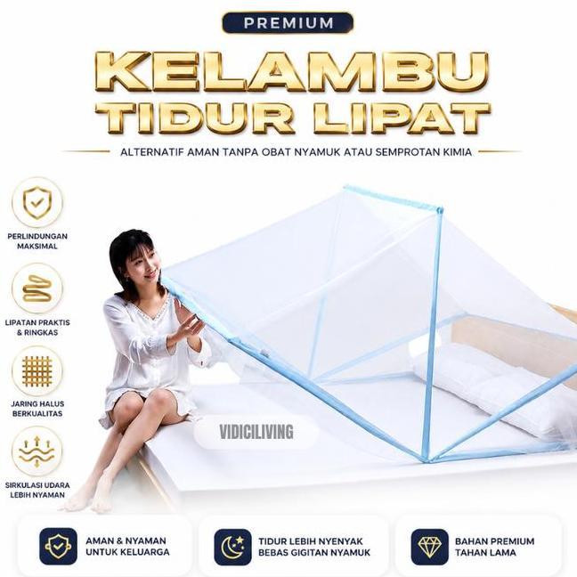 Kelambu Kasur Lipat Anti Nyamuk Cocok Ukuran Kasur 65X120 80X190 100X190 135X190
