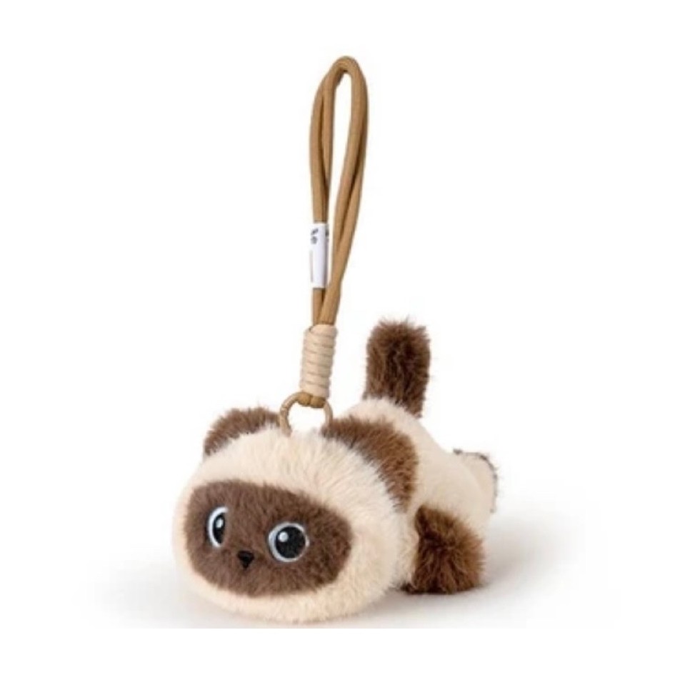 Hugs To You Gantungan Kunci Boneka Plush Siamese Cat Lying Down - Krem/Cokelat
