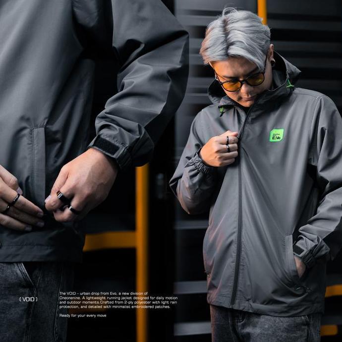 Oneonenine Jaket Outdoor Void Grey Series - Jaket Parasut Windproof Sablon Bordir