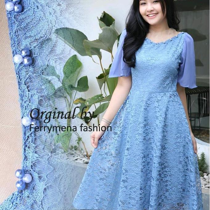 Well- Terbaru Dress Brokat Maira By Rara Kebaya | Drees Jumbo Ld 130 Cm | Dress Pesta | Dress Kondan