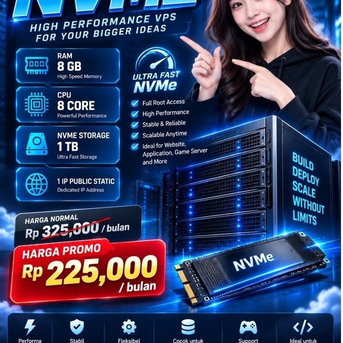 VPS/RDP Server NVME RAM 8GB Storage 100GB LEGAL