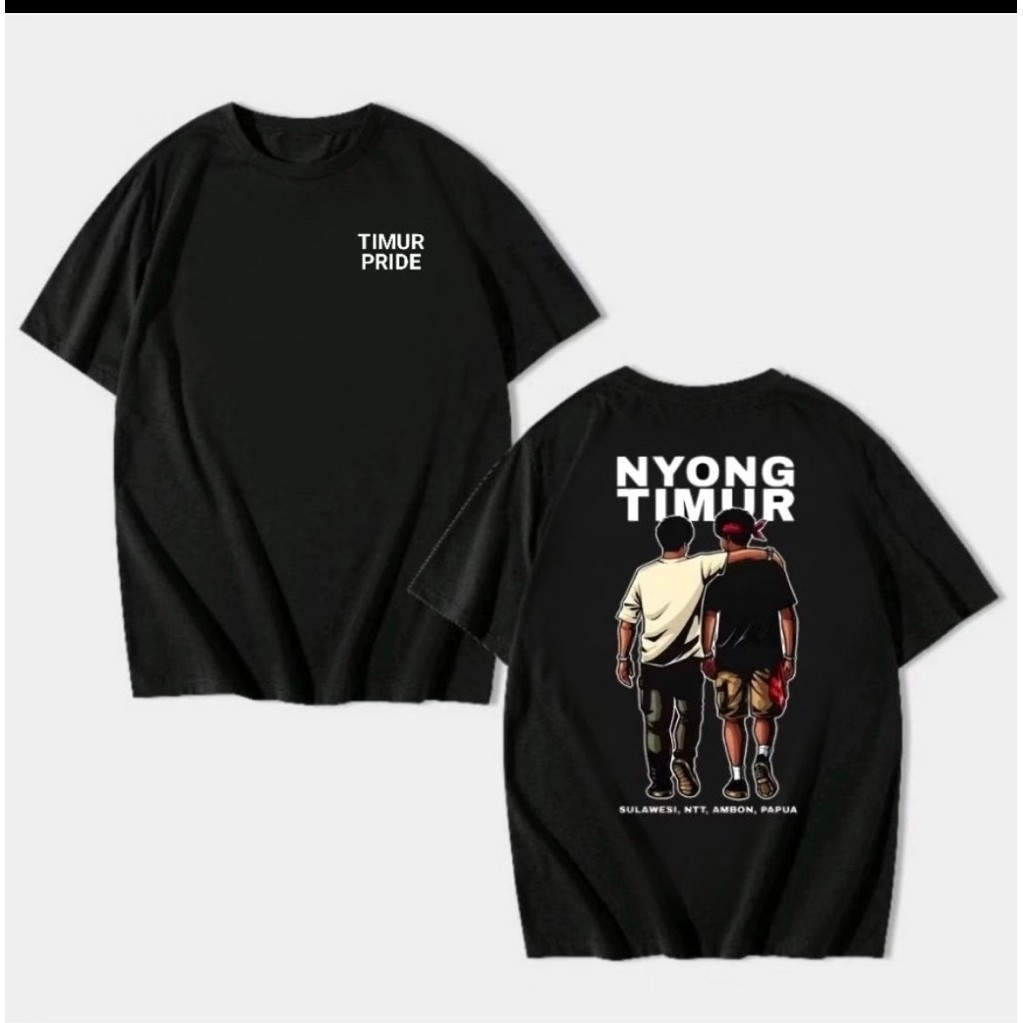 Kaos Kaus Hitam TIMUR PRIDE NYONG TIMUR Lengan Pendek Kasual Unisex