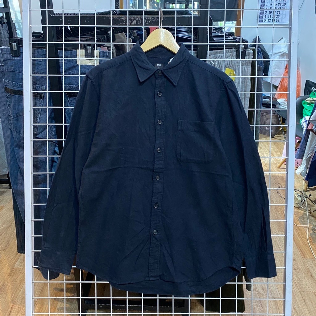 Uniqlo Black Basic Flannel Shirts #Fl1728