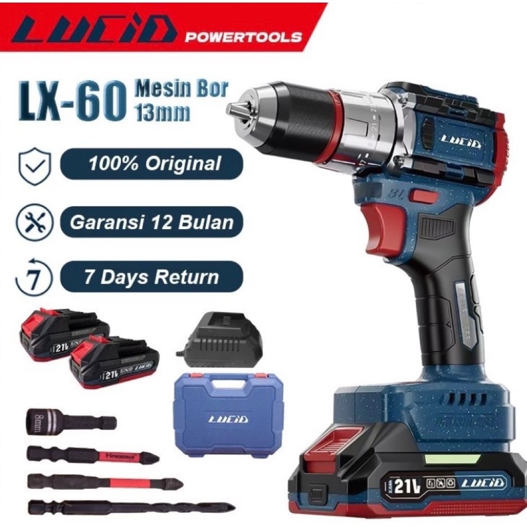 LUCID LX-60 Mesin Bor Cordless Brushless Praktis Tahan Lama