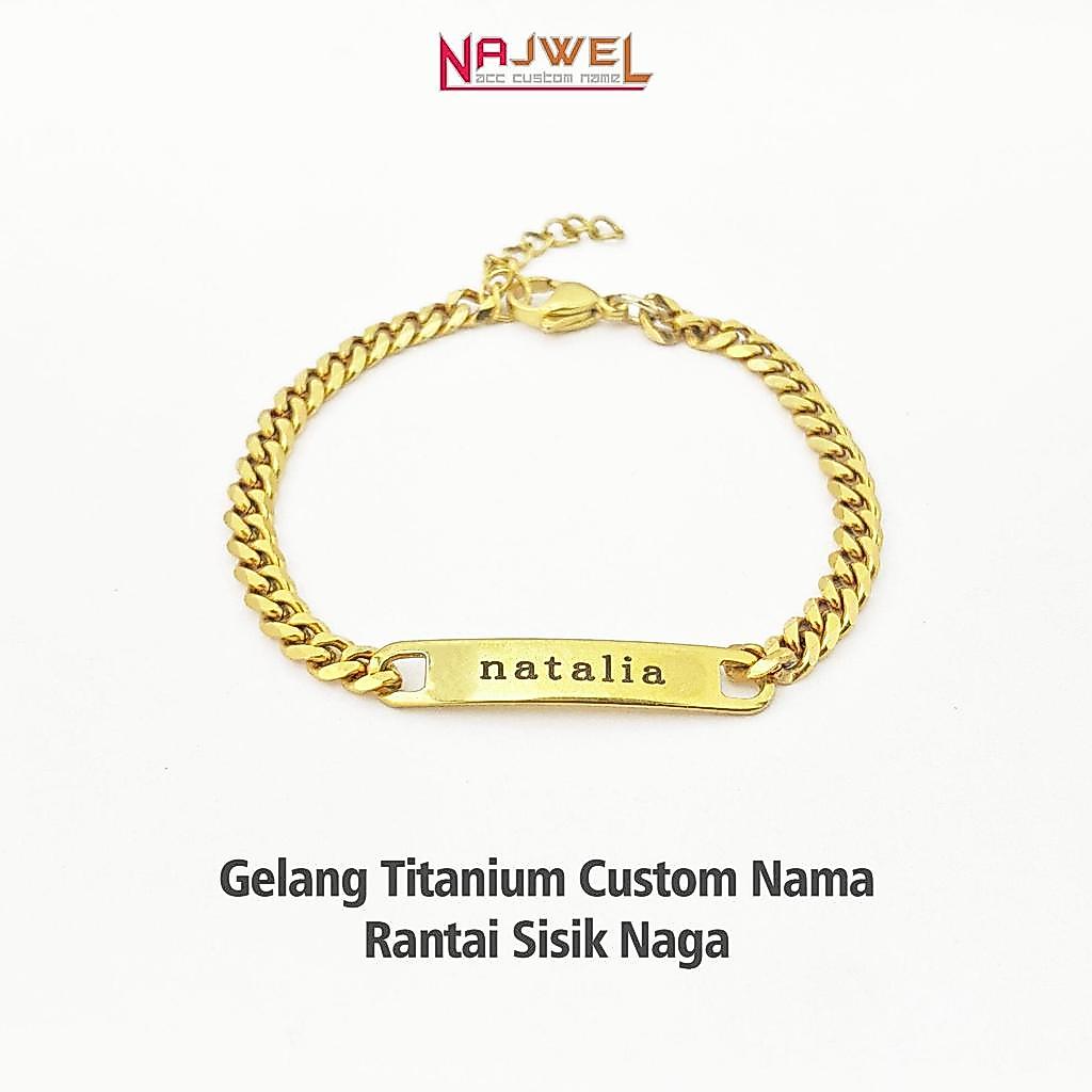 NAJWEL Cielo Bracelet Gelang anak Premium Custom nama Titanium Anti Karat Aksesoris Fashion Wanita