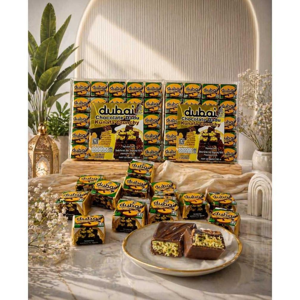NEW  Dubai Chocolate Dadu Kunafa Crunchy/isi 25 pc/untuk di jual 2000 an/jajanan favorit anak-anak j
