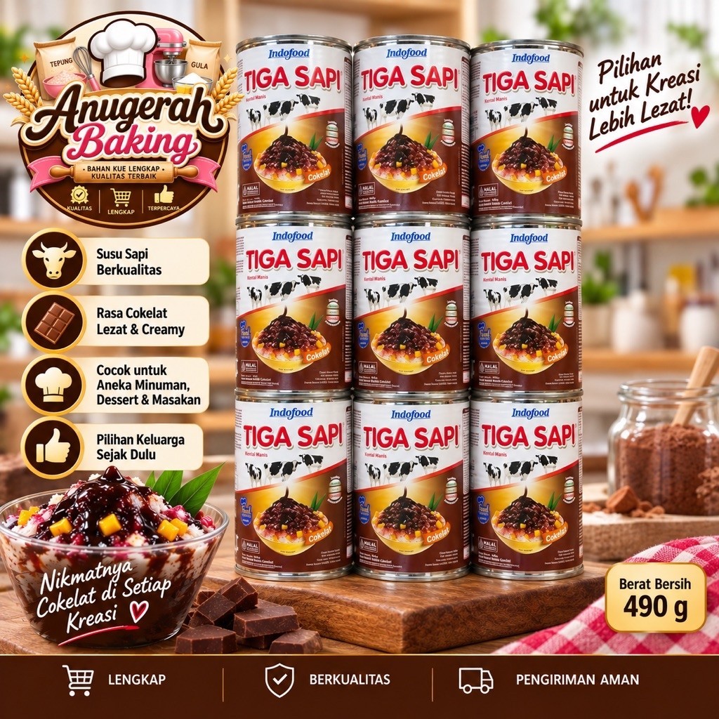 [INDOFOOD] Susu Tiga Sapi Coklat 490gr