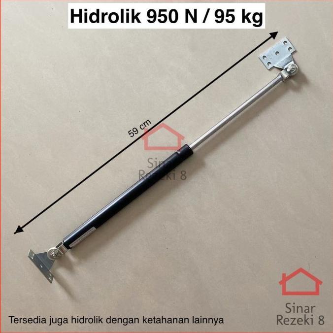 Hidrolik Gas Spring 950N 95 Kg Pintu Ranjang Tempat Tidur Jendela 900N 950 N Panjang 59 60 cm