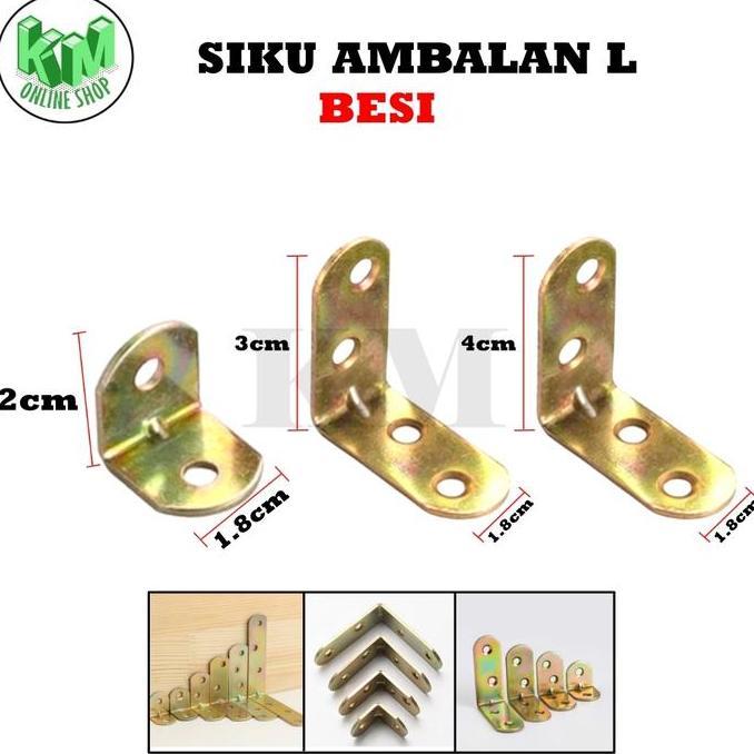 PREMIUM Siku Rak Verseng / Plat Siku L Besi 2 cm - 10 cm (Penyangga Kayu) / Siku Ambalan Sudut L