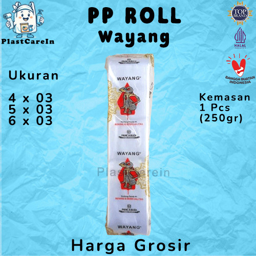 Plastik PP Roll Bening WAYANG Tebal 03 Uk, 4x03,5x03,6x03