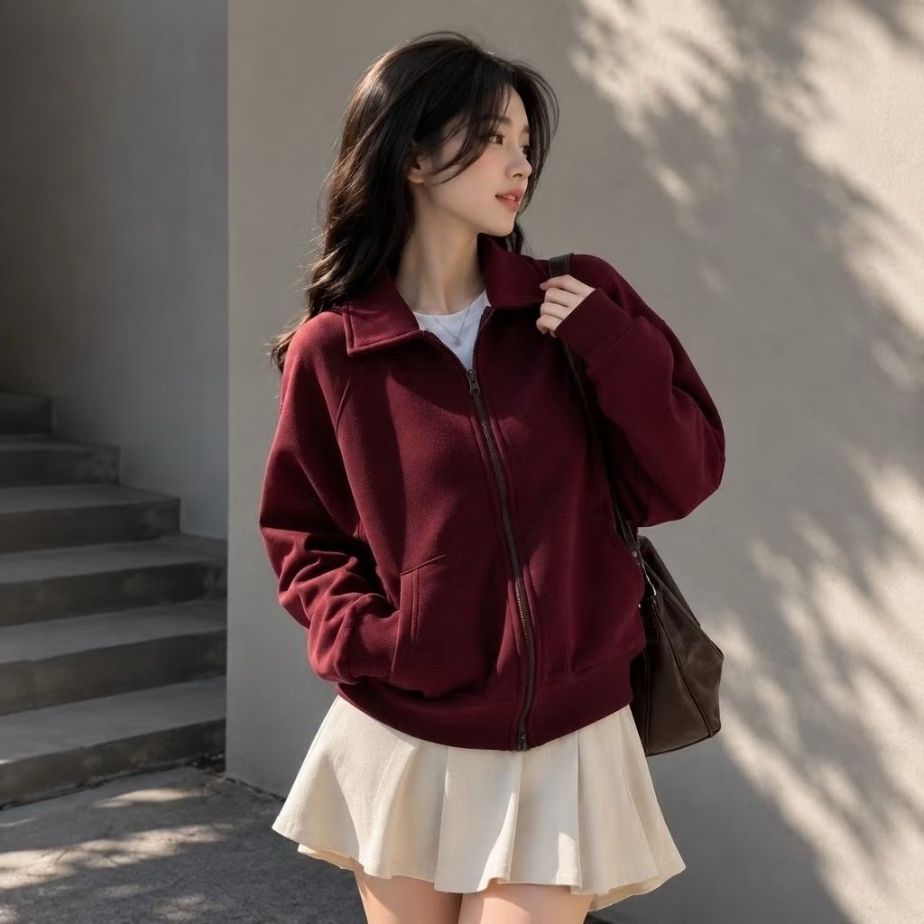 Zip Berkerah Reglan ( S - XXXXXL 6XL ) Zip Berkerah Kerah Polo Collar Big Size Jaket Bomber POLOS BA