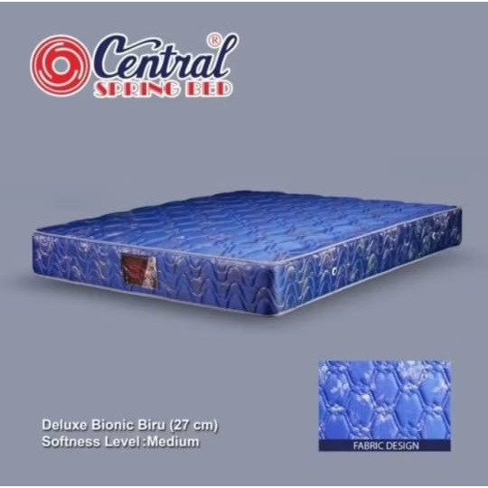 Kasur Central DELUXE Spring Bed PER Pegas Bonnel Tebal 27 cm Matras Spring BIRU
