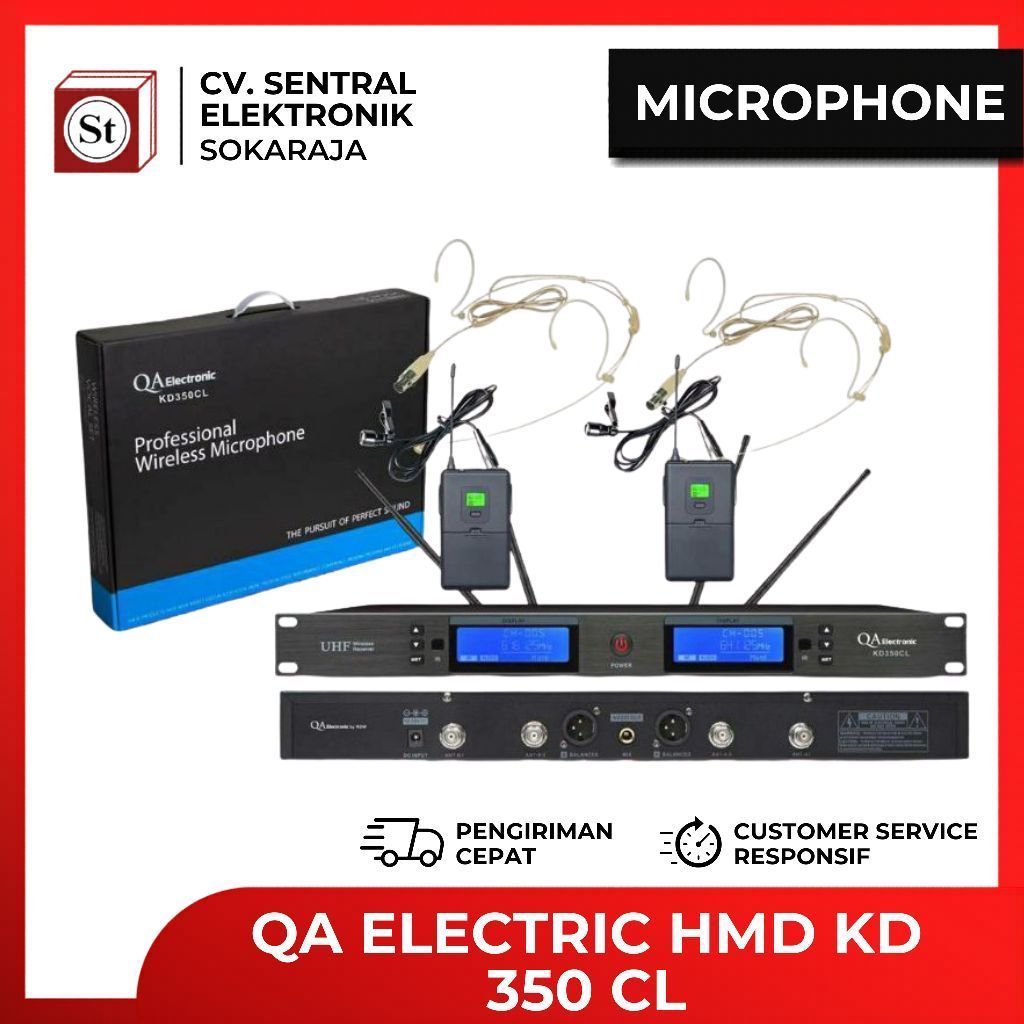 Mic Wireless QA Electronic KD 350 CL Professional Headset Clip On Microphone Original by RDW UHF