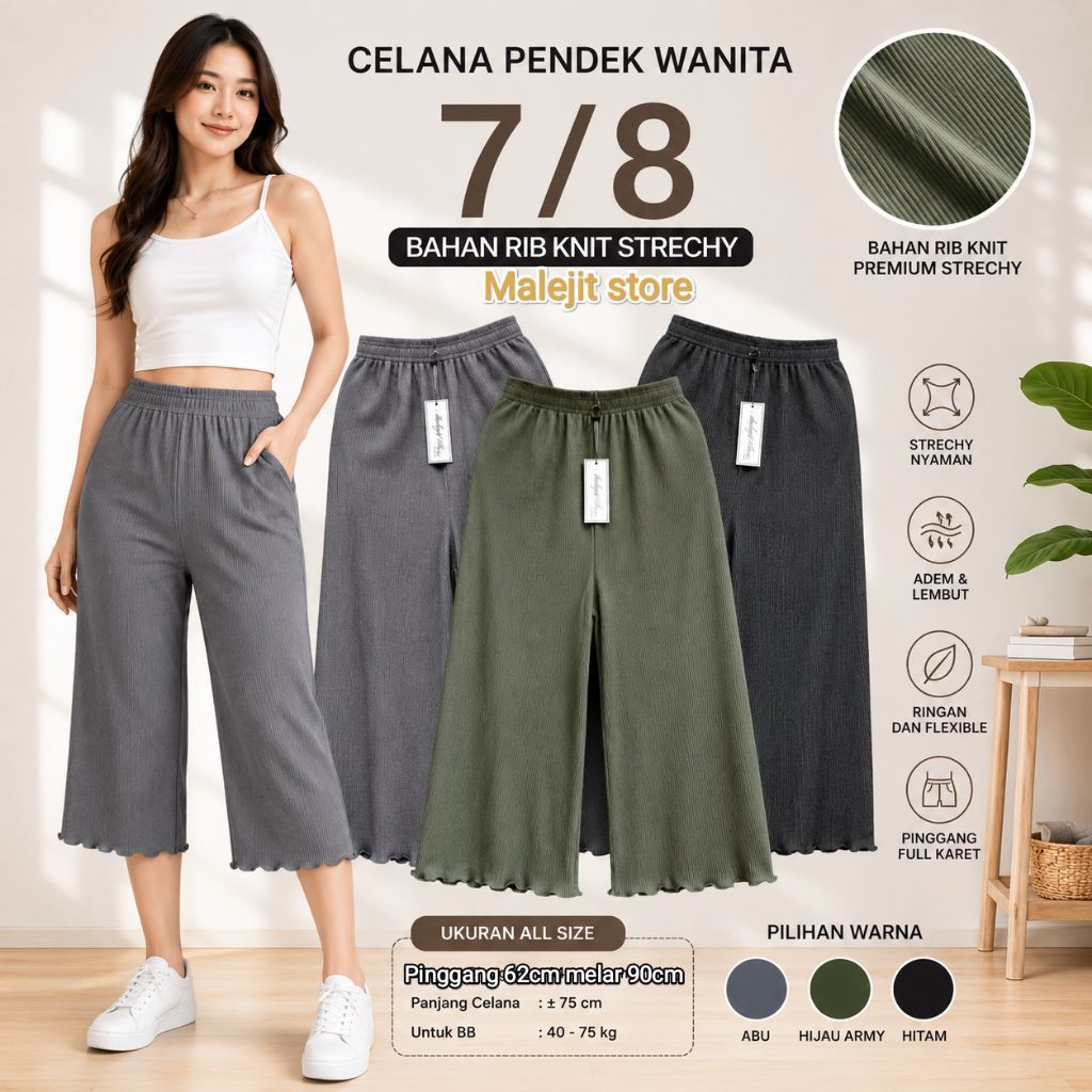 CELANA PENDEK WANITA BUAT SANTAI 7/8 PREMIUM