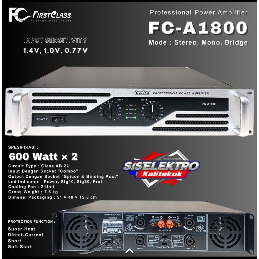 power amplifier firstclass FC a-1800 / power firstclass a1800