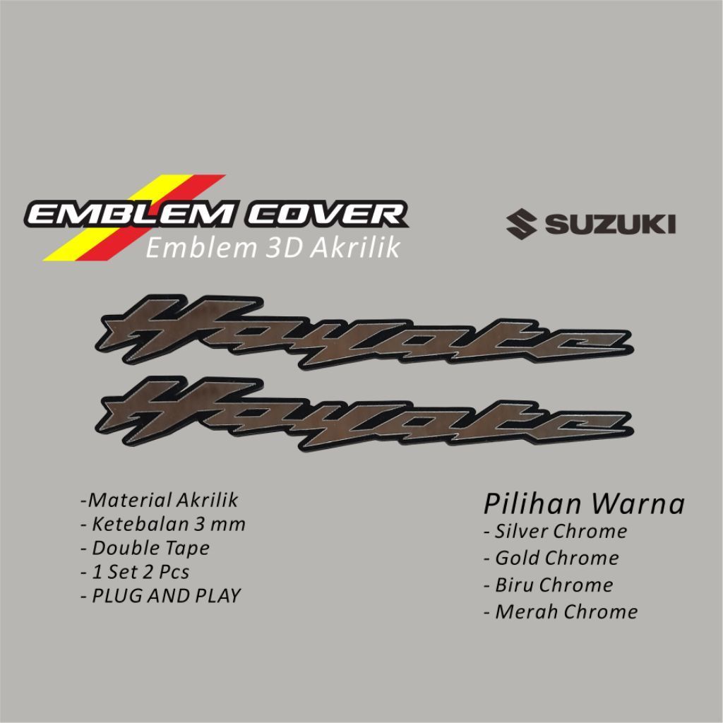 Emblem 3D Suzuki Hayate Stiker Akrilik Sepasang