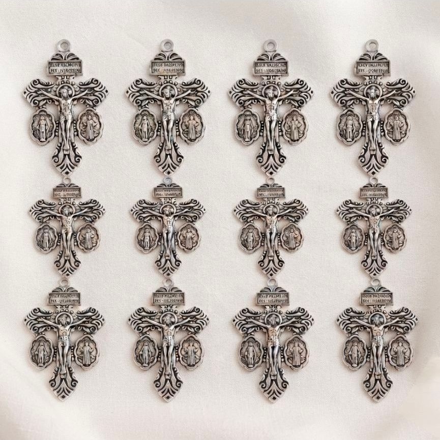 Liontin Salib Medali Wasiat A288 3.5cm Isi 12 pcs S1/75 - Liontin Rosario - Kalung Liontin - Liontin