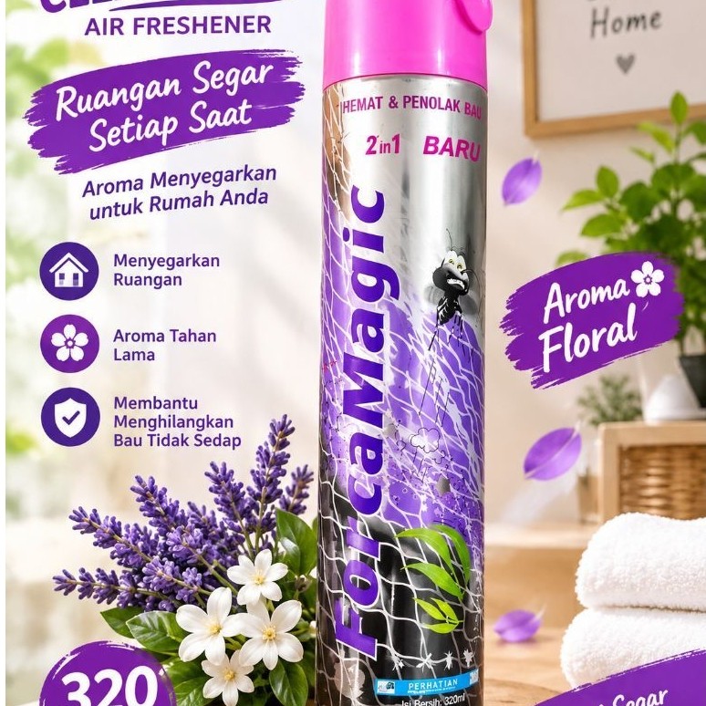 Force Magic Obat Nyamuk Semprot 600ml - Aroma Harum, Tekanan Gas Tinggi, Efektif Matikan Nyamuk