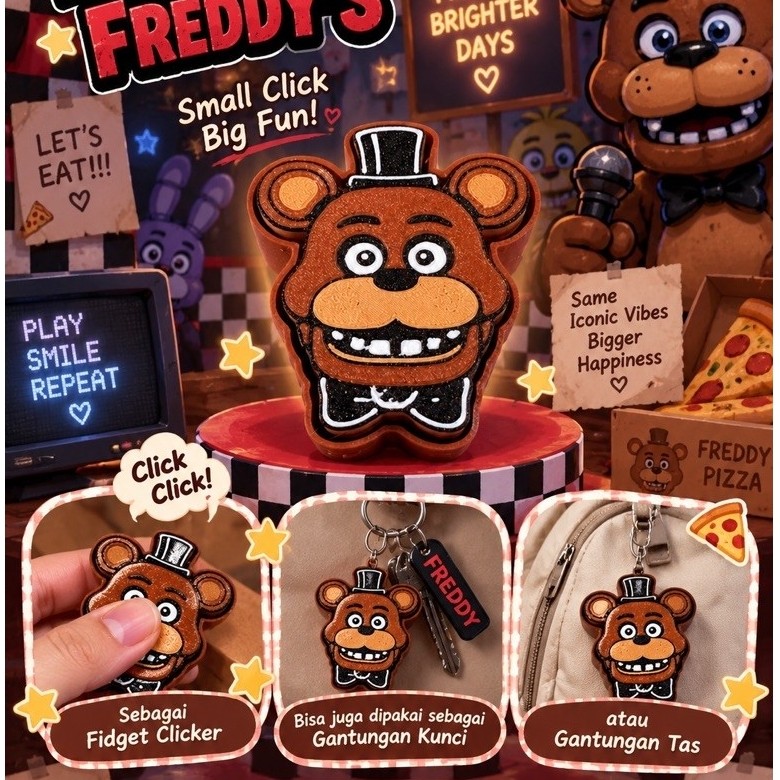 Freddy’s fidget clicker | Gantungan kunci fidget clicker 3D | Fidget clicker murah | Keyboard clicke